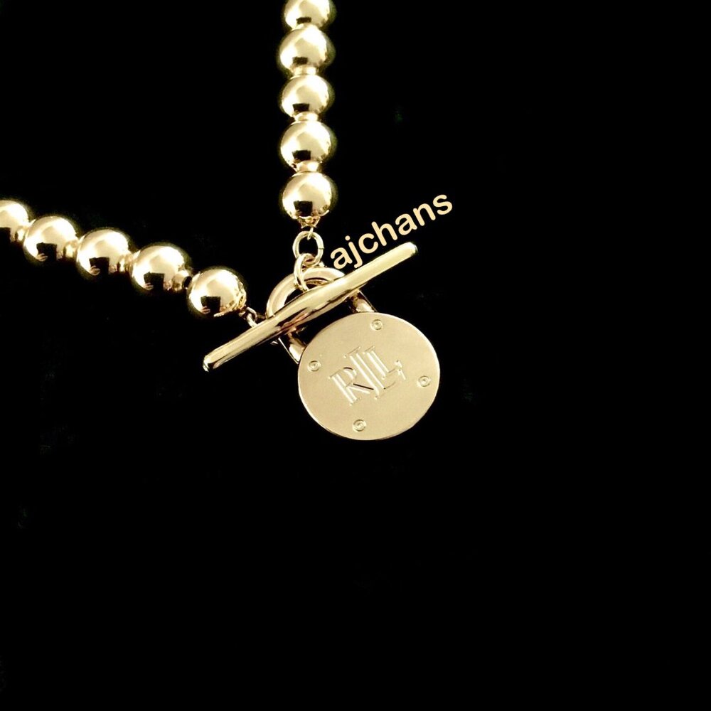 Lauren Ralph Lauren Gold-Tone Logo Beaded Collar Necklace